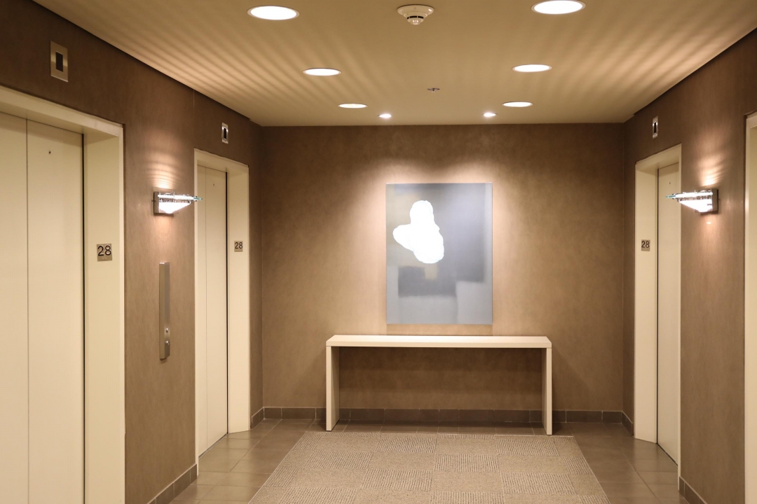 Office elevator foyer.